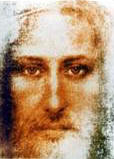 Colore in picture of Jesus which I believe was pulled from the Shroud of Turin.
