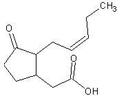 Chemical structure of Jasmonic Acid.